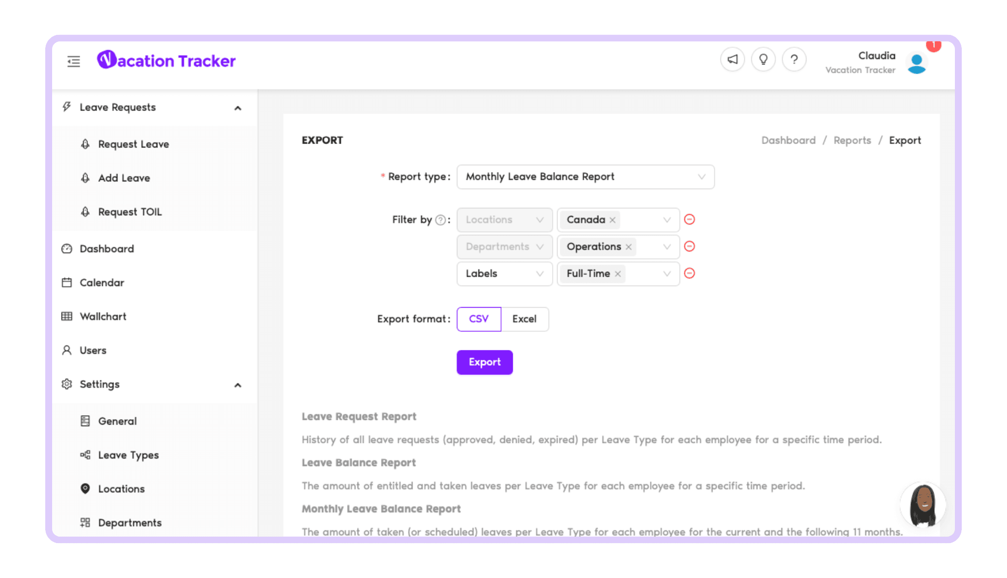 Leave Balance Report