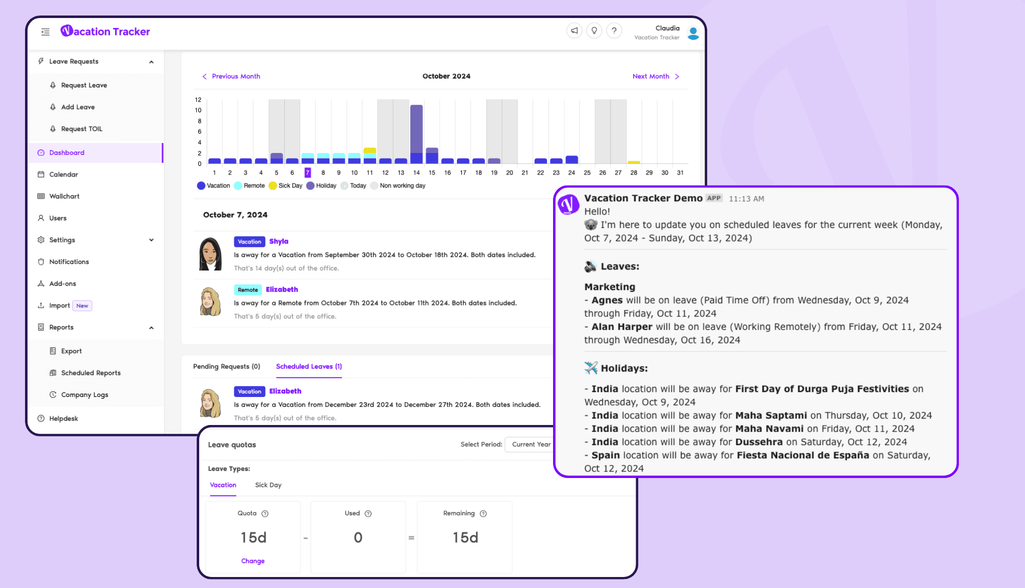 Vacatio Tracker Dashboard and Notifications