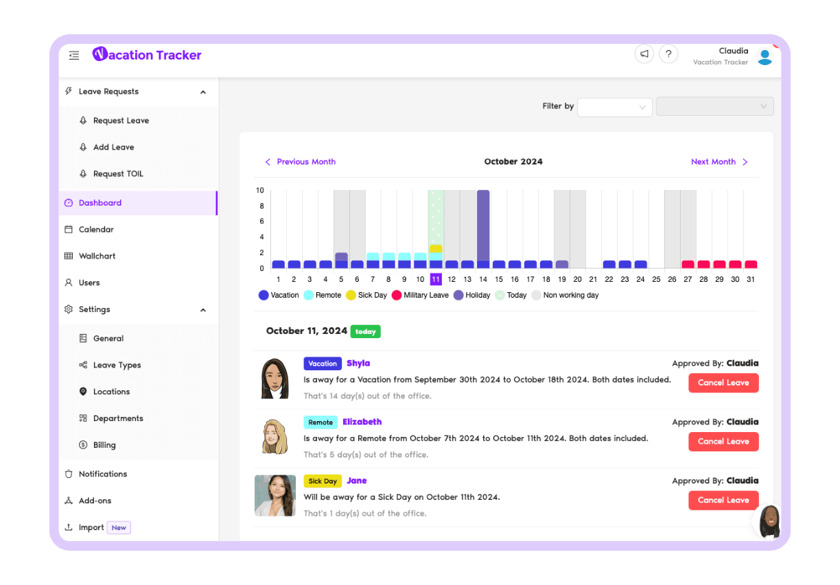 Leave Tracking Dashboard