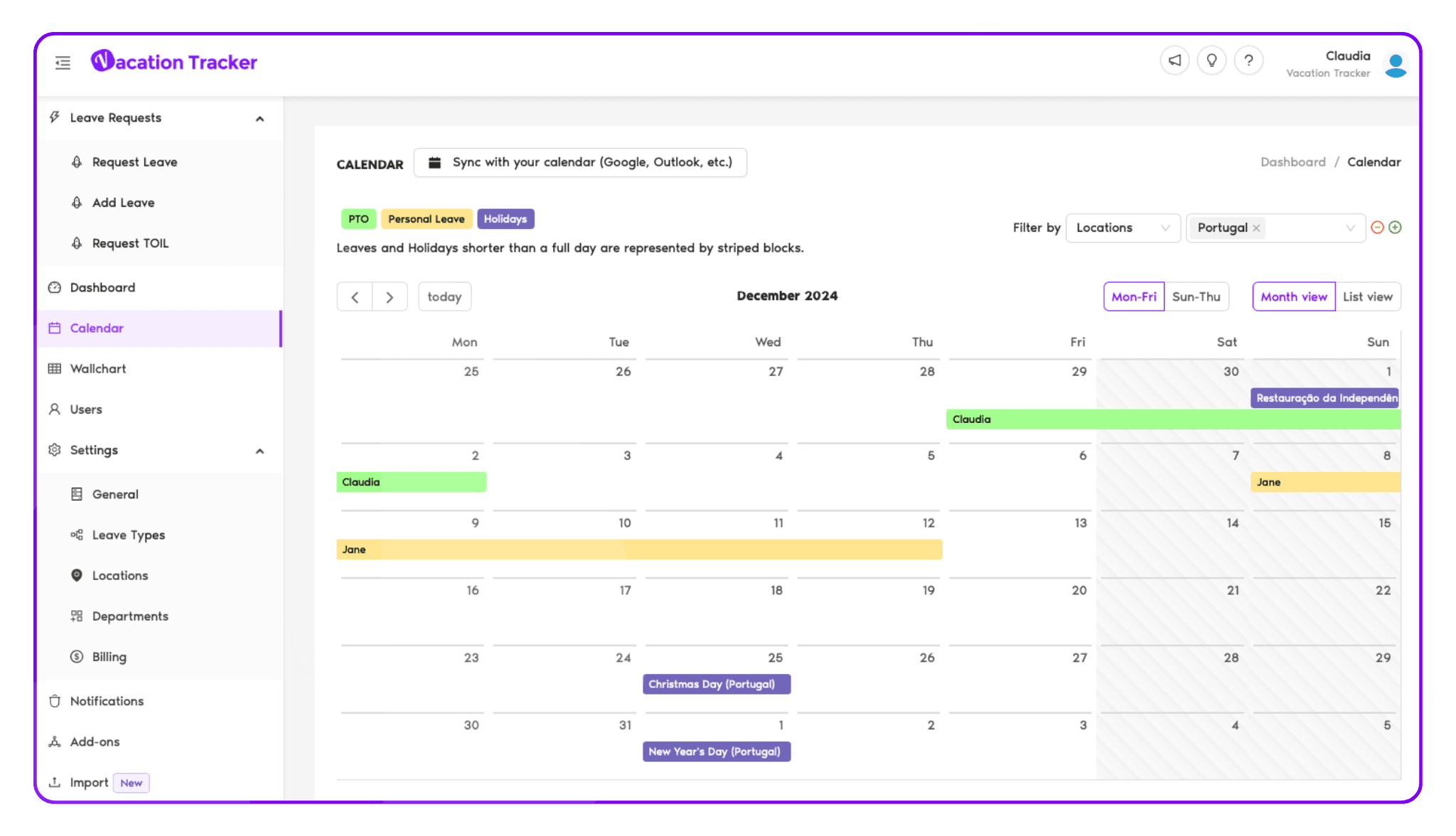 Leave Calendar