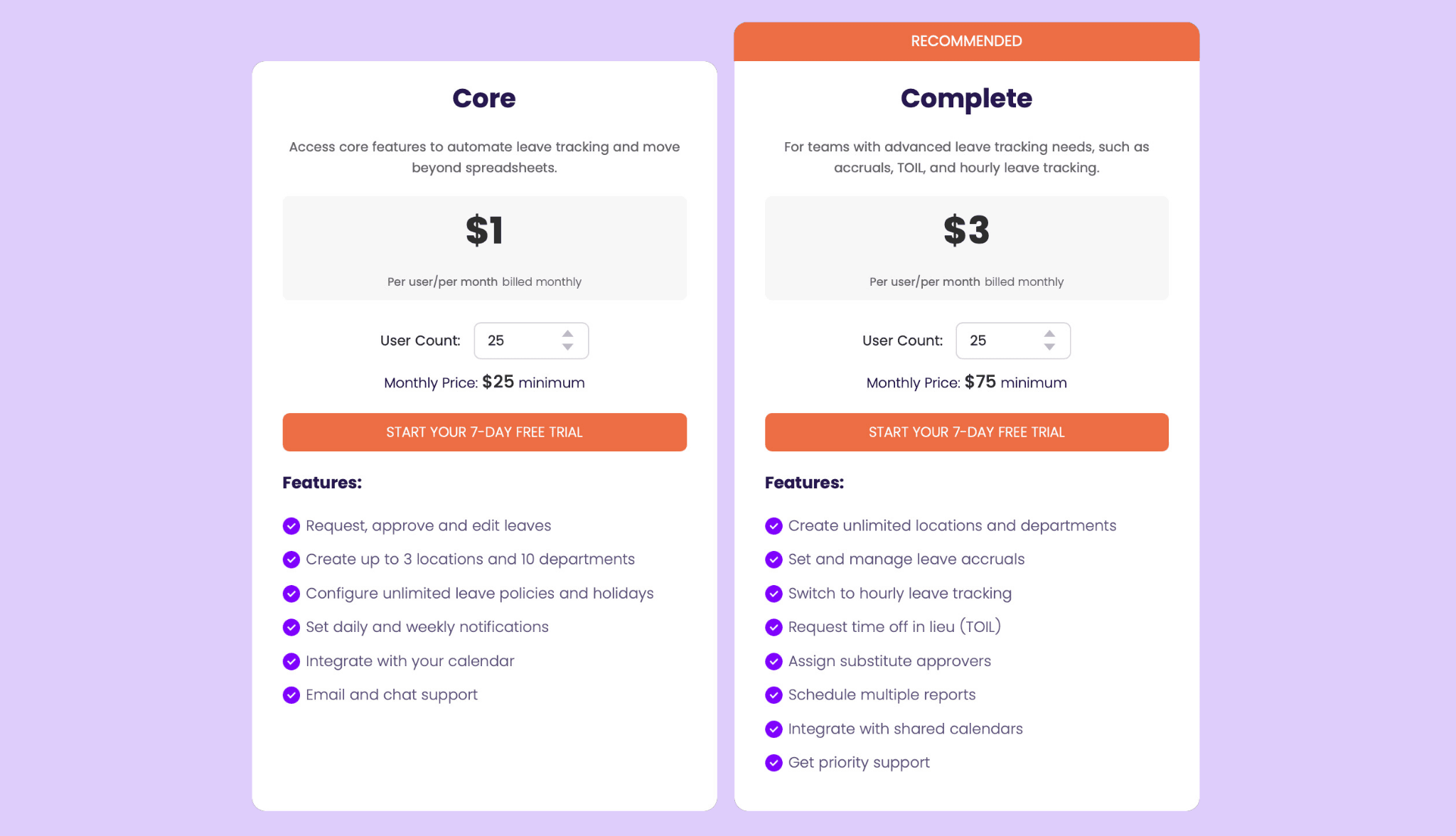 Vacation Tracker Pricing