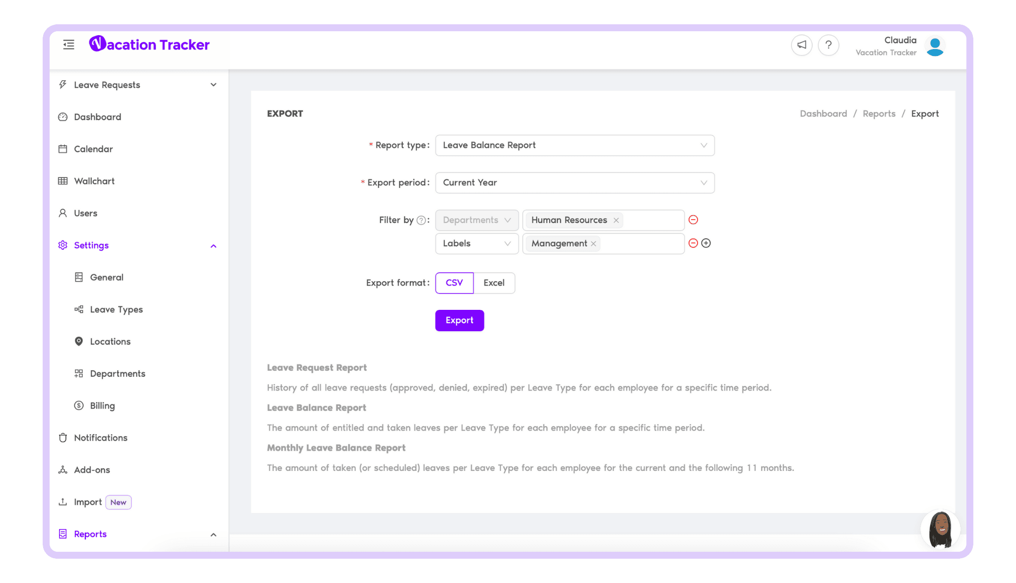 Leave Balance Report