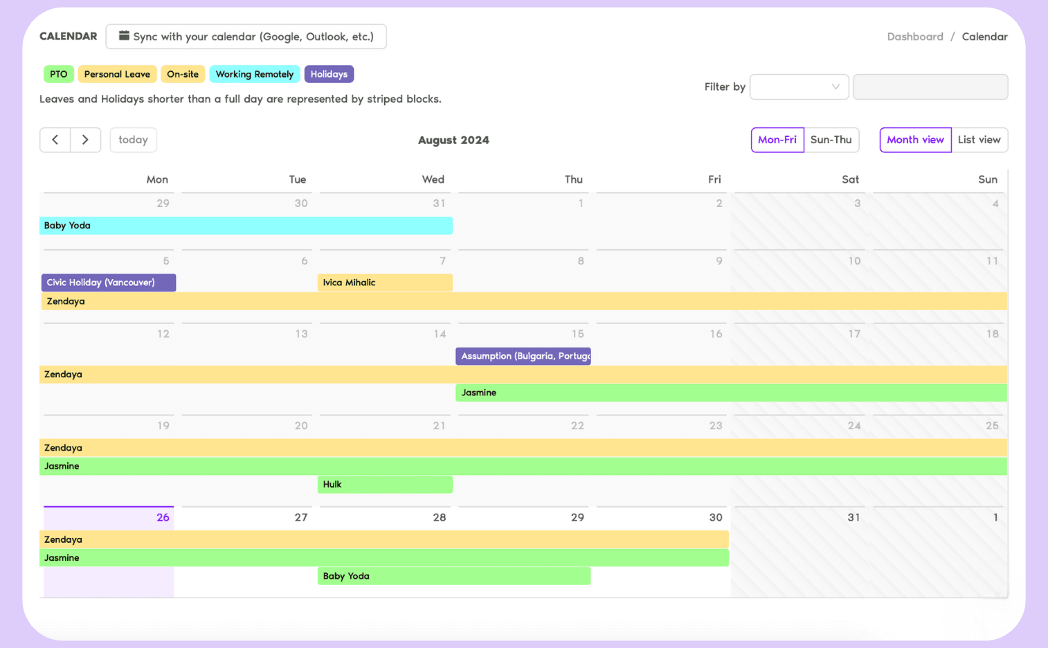 Calendar View