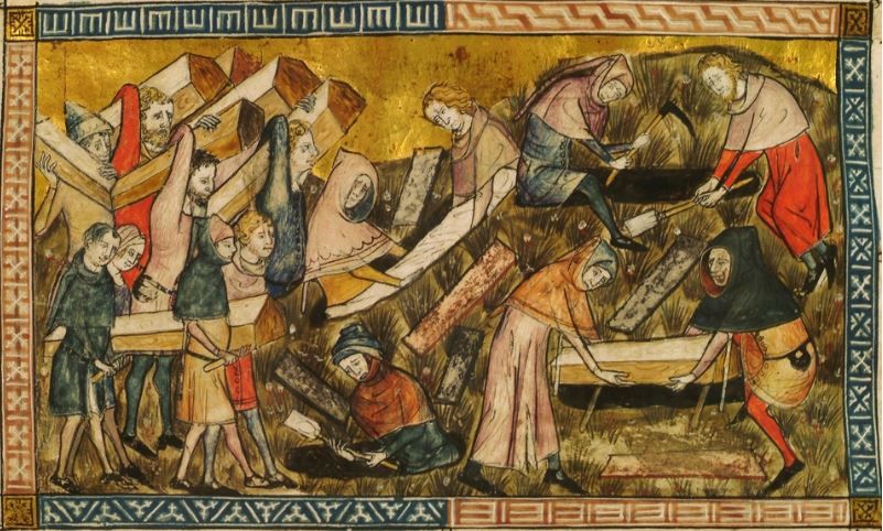 Les habitants de Tournai enterrent les victimes de la peste