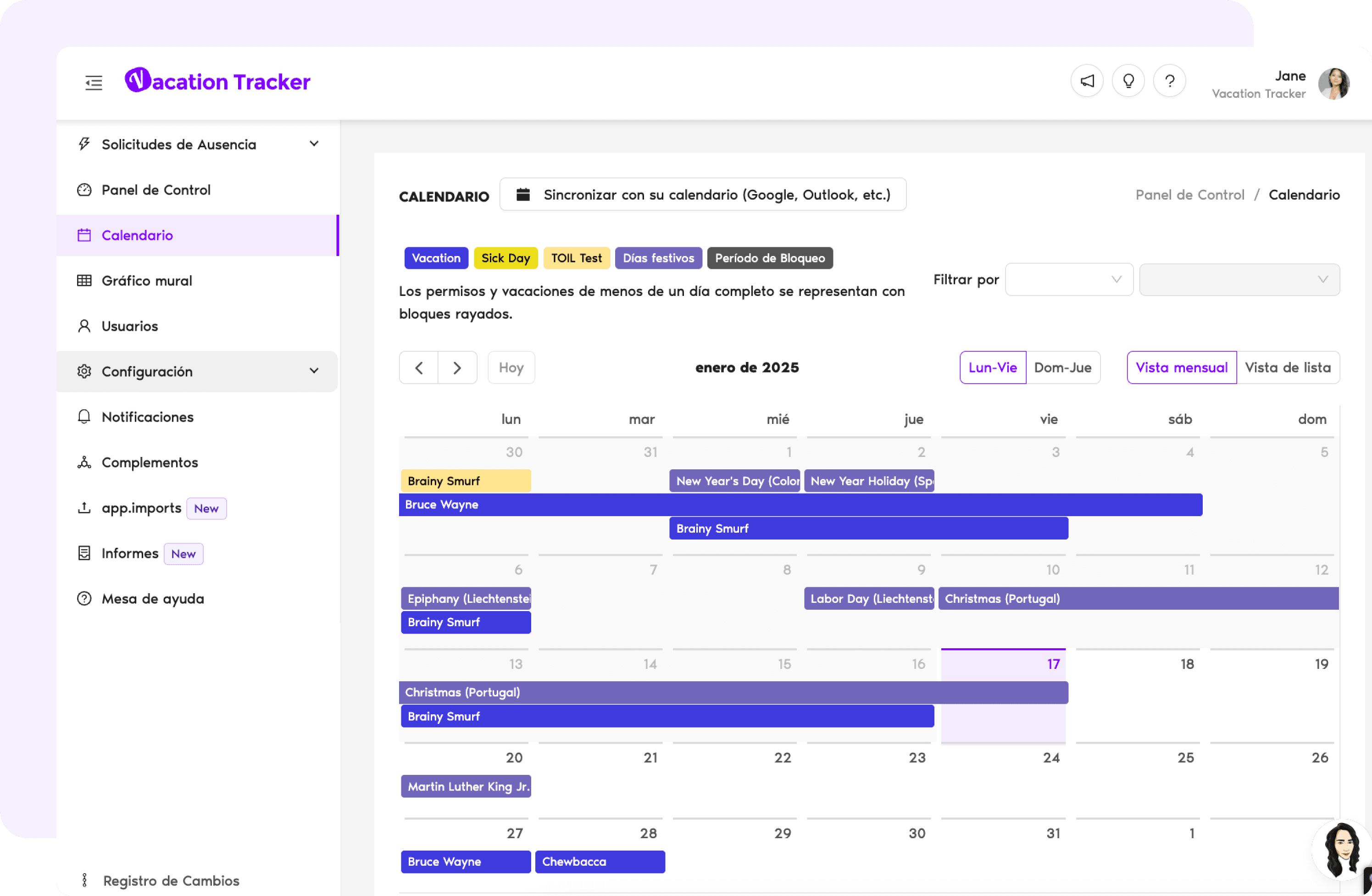 Sincronización de Calendario