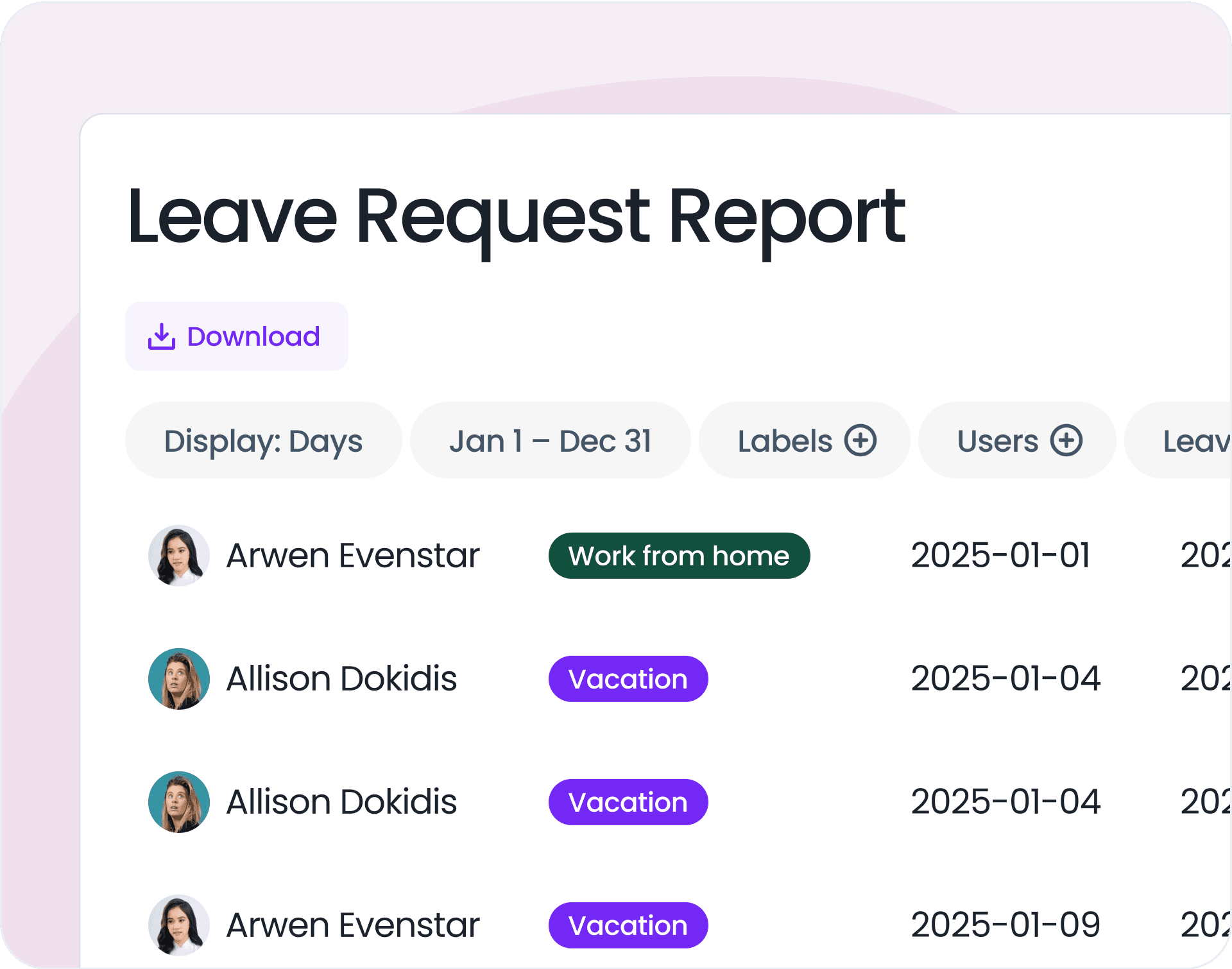 Leave Request Report