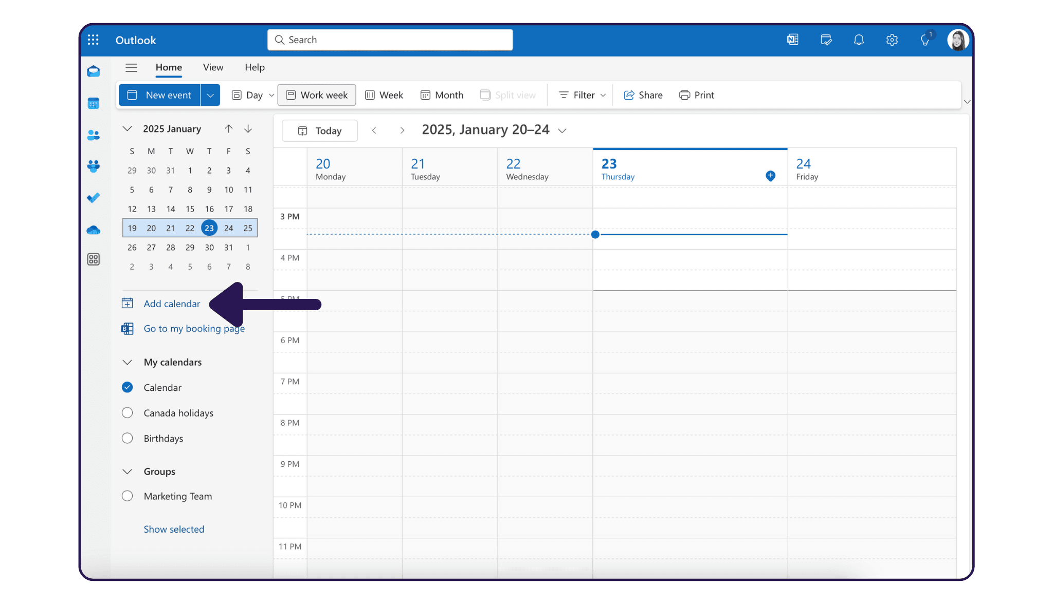 Vacation Calendar in Outlook Method 1