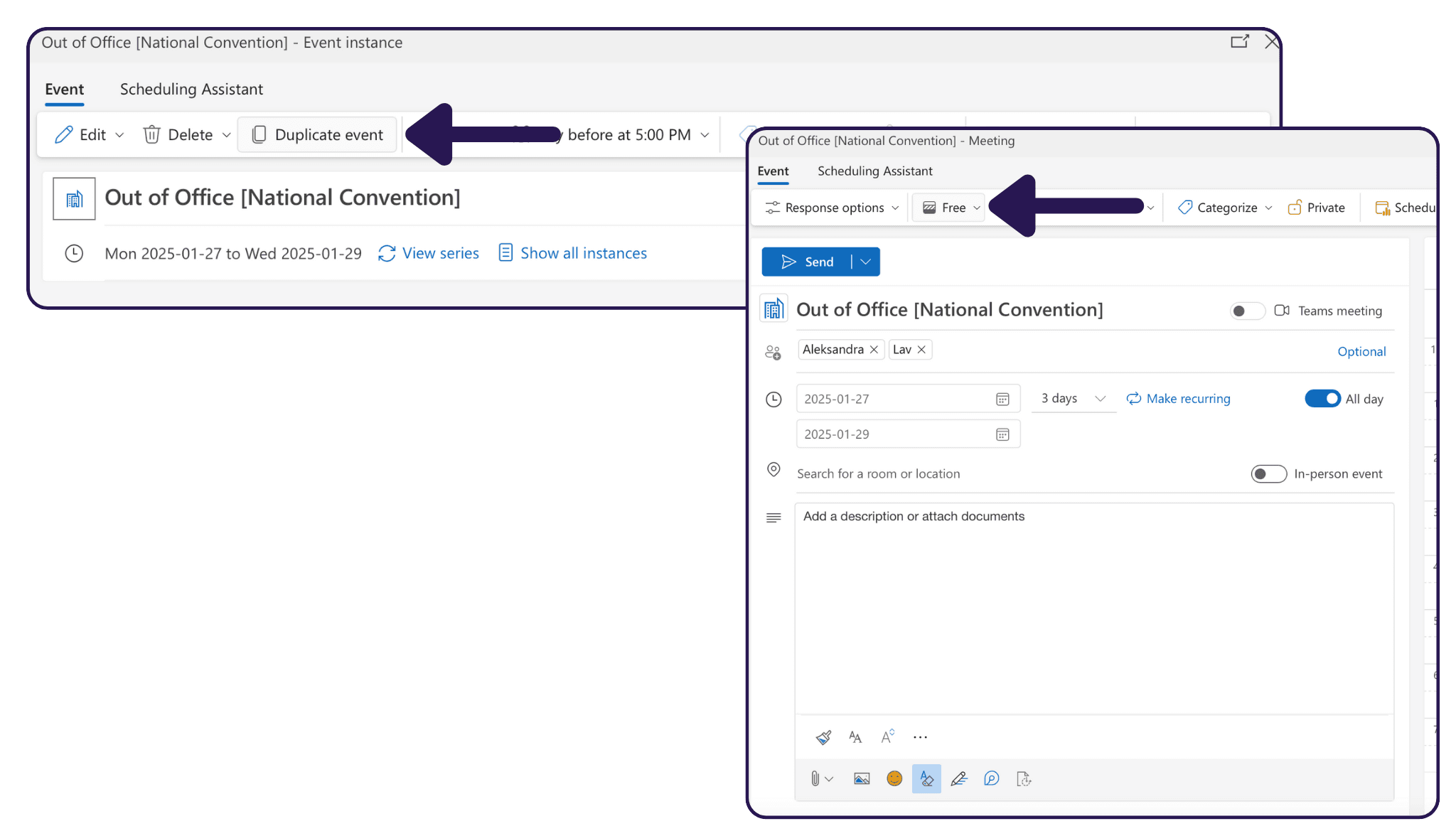 Vacation Calendar in Outlook Method 2 #2