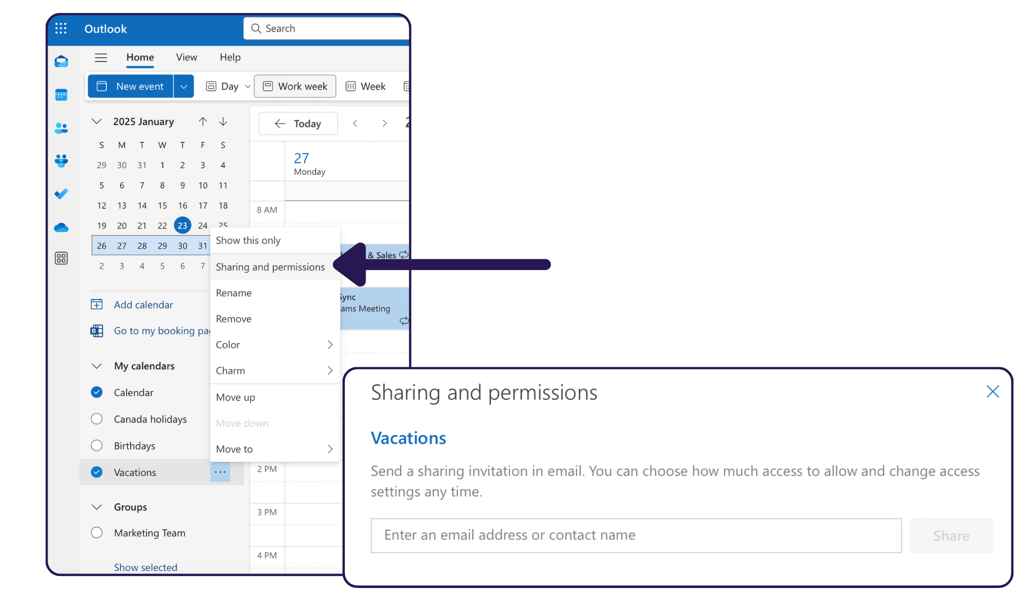 Vacation Calendar in Outlook Method 3