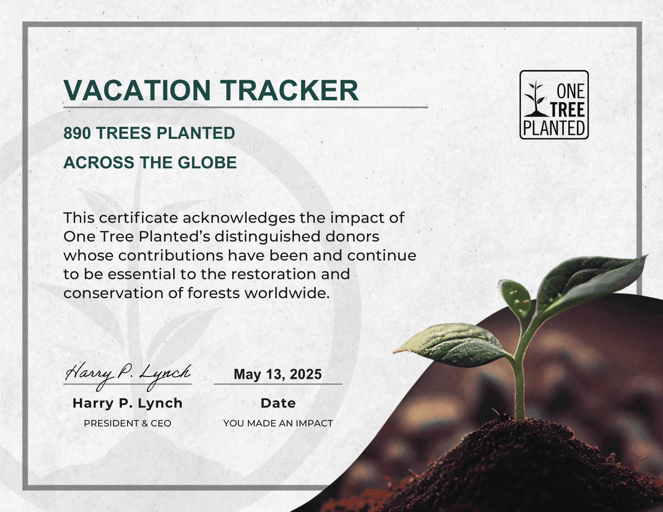 April 2025 Green Initiative: 890 Trees Planted!