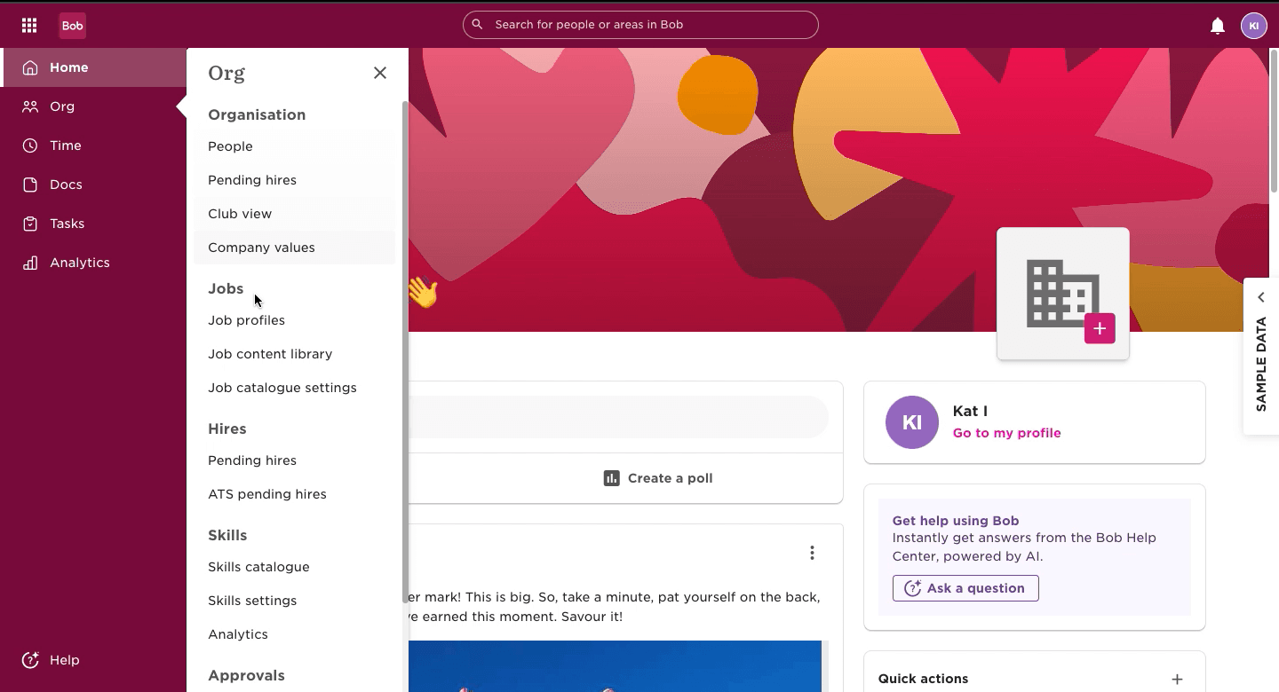 hibob demo account screenshot