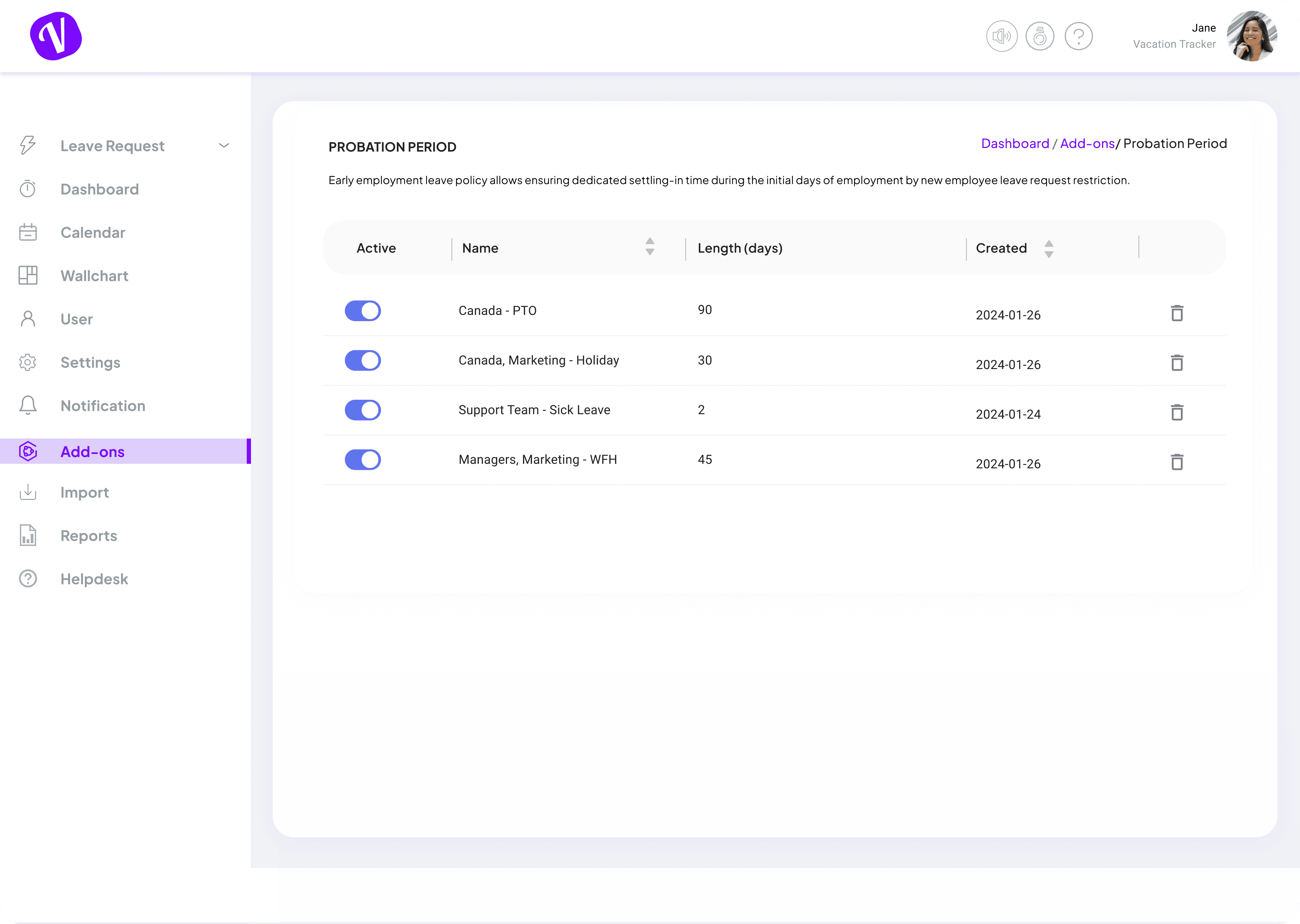 Take charge of onboarding with the Probation Period feature in Vacation Tracker. 