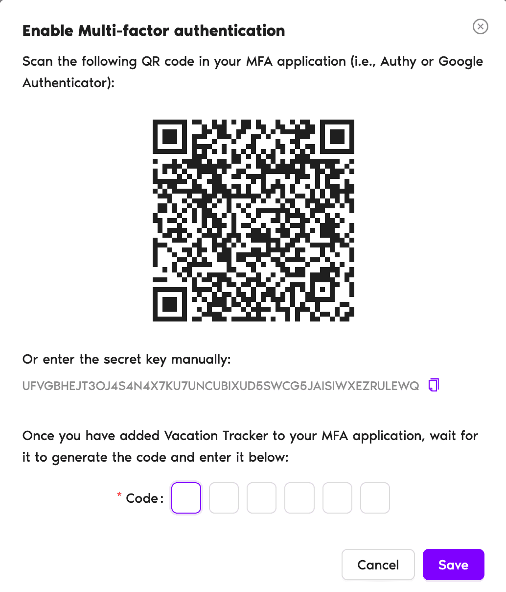 MFA QR Code