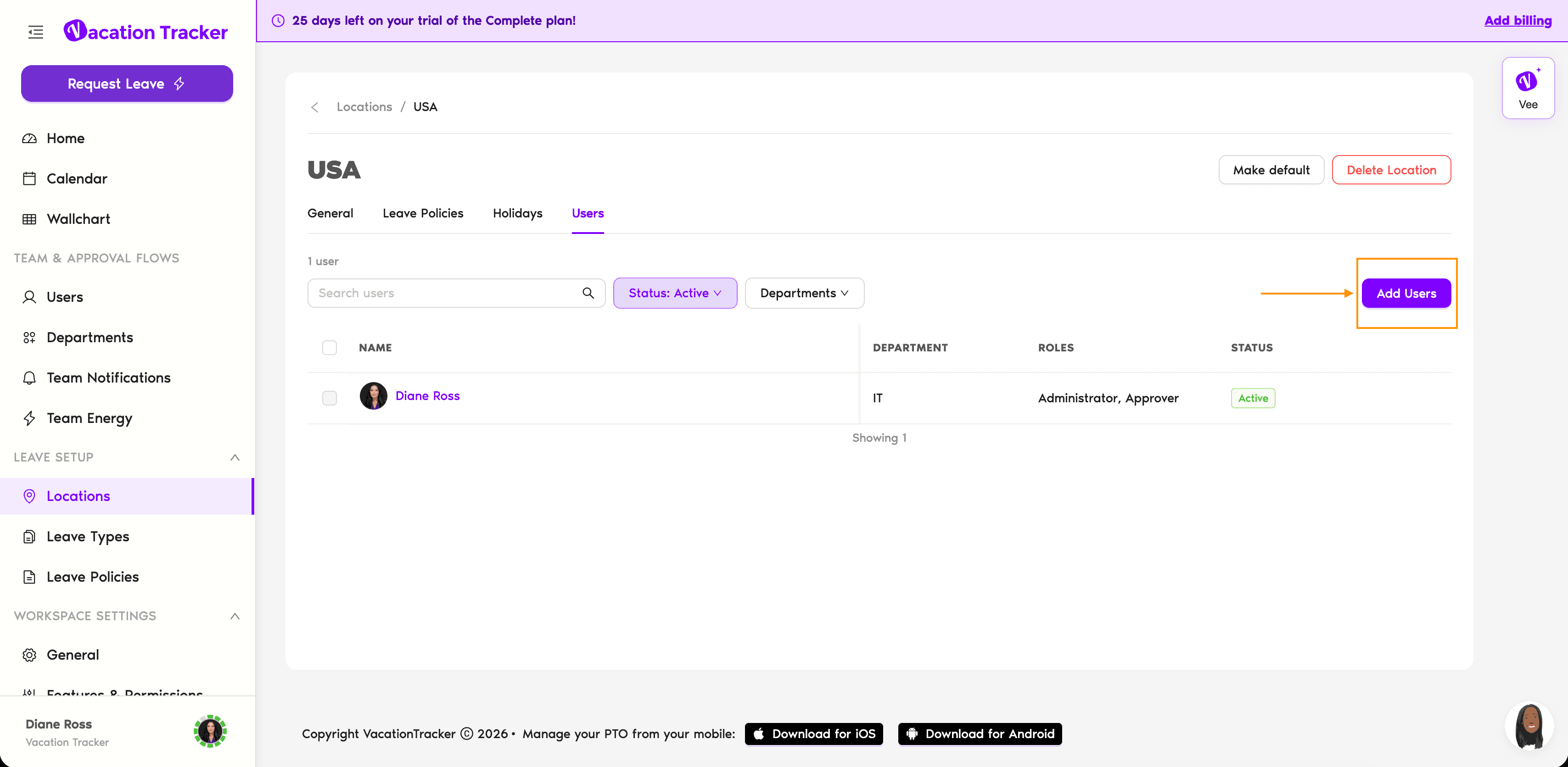 Fenêtre Ajouter des utilisateurs dans l'onglet Utilisateurs d'un site, listant les utilisateurs avec leur service et leur site actuel