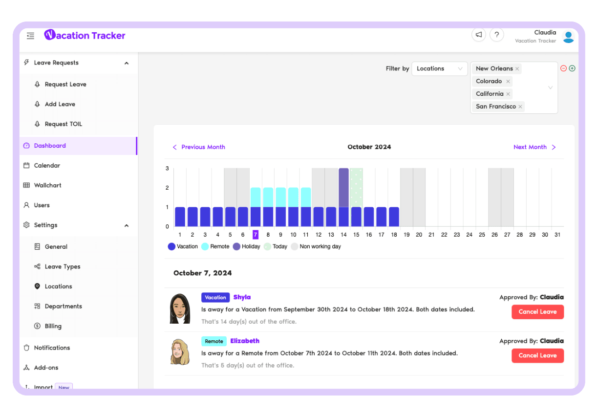 Vacation Tracker Dashboard