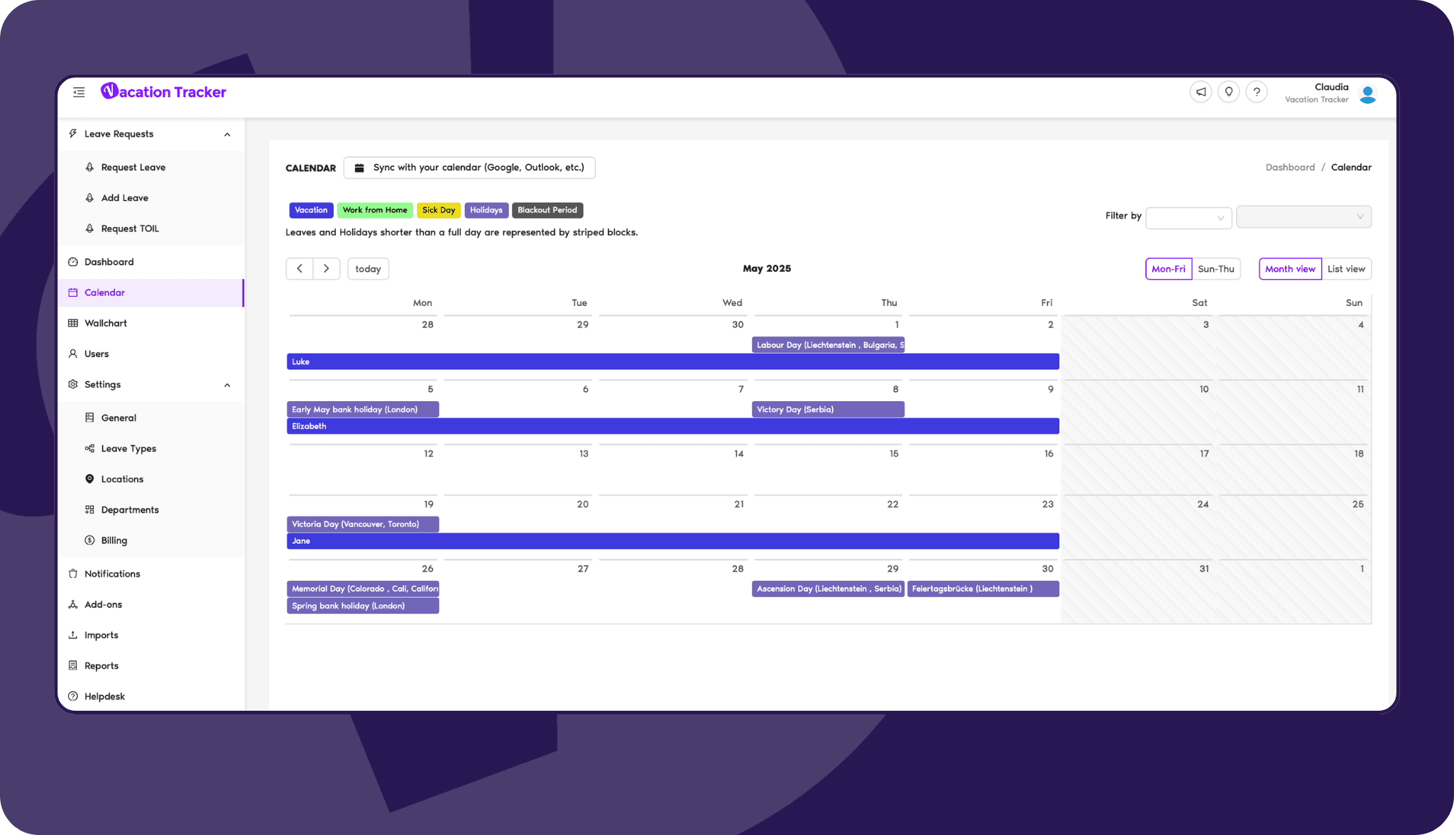 Visibility in Vacation Tracker