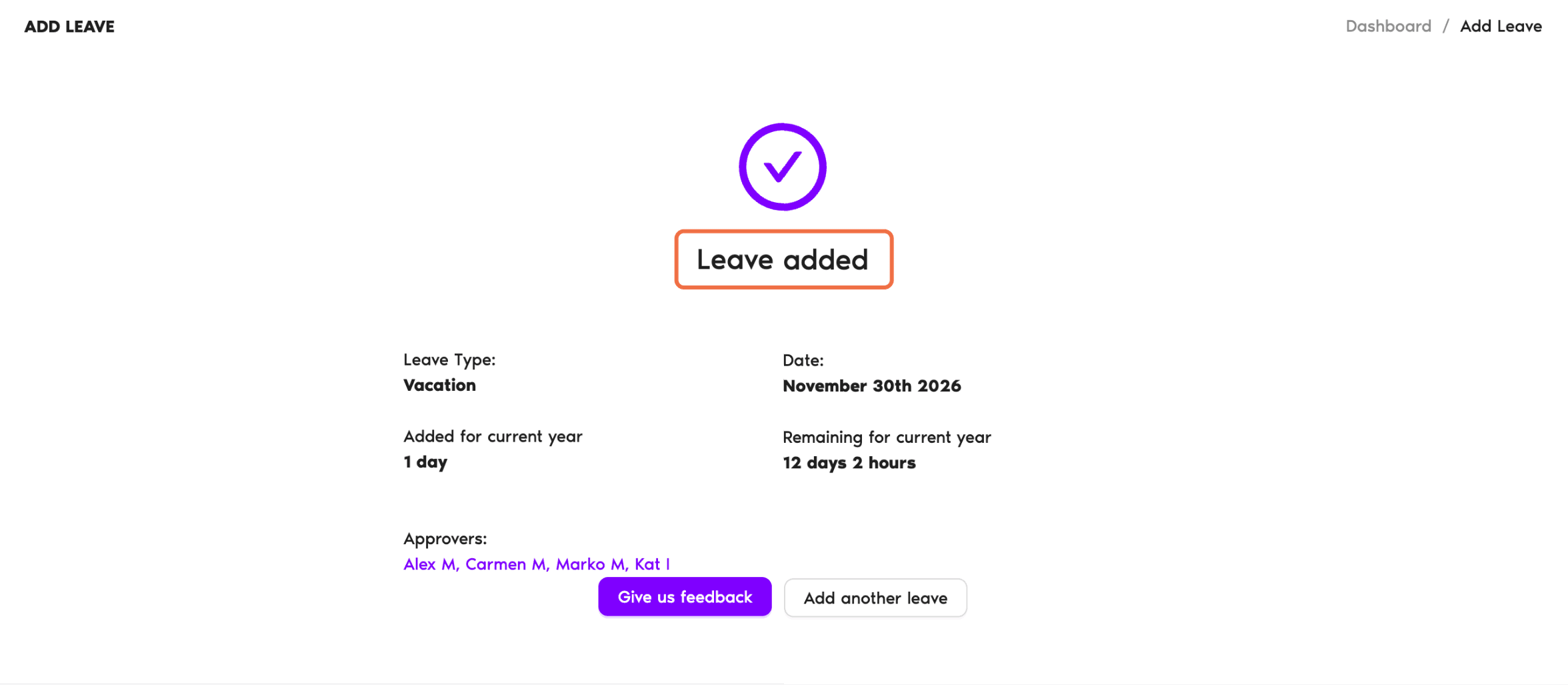 Leave added page