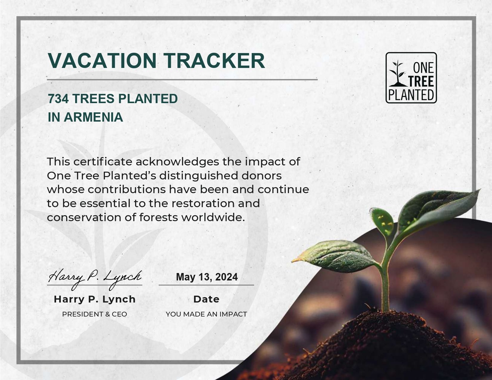 April 2024 Green Initiative: 734 Trees Planted!