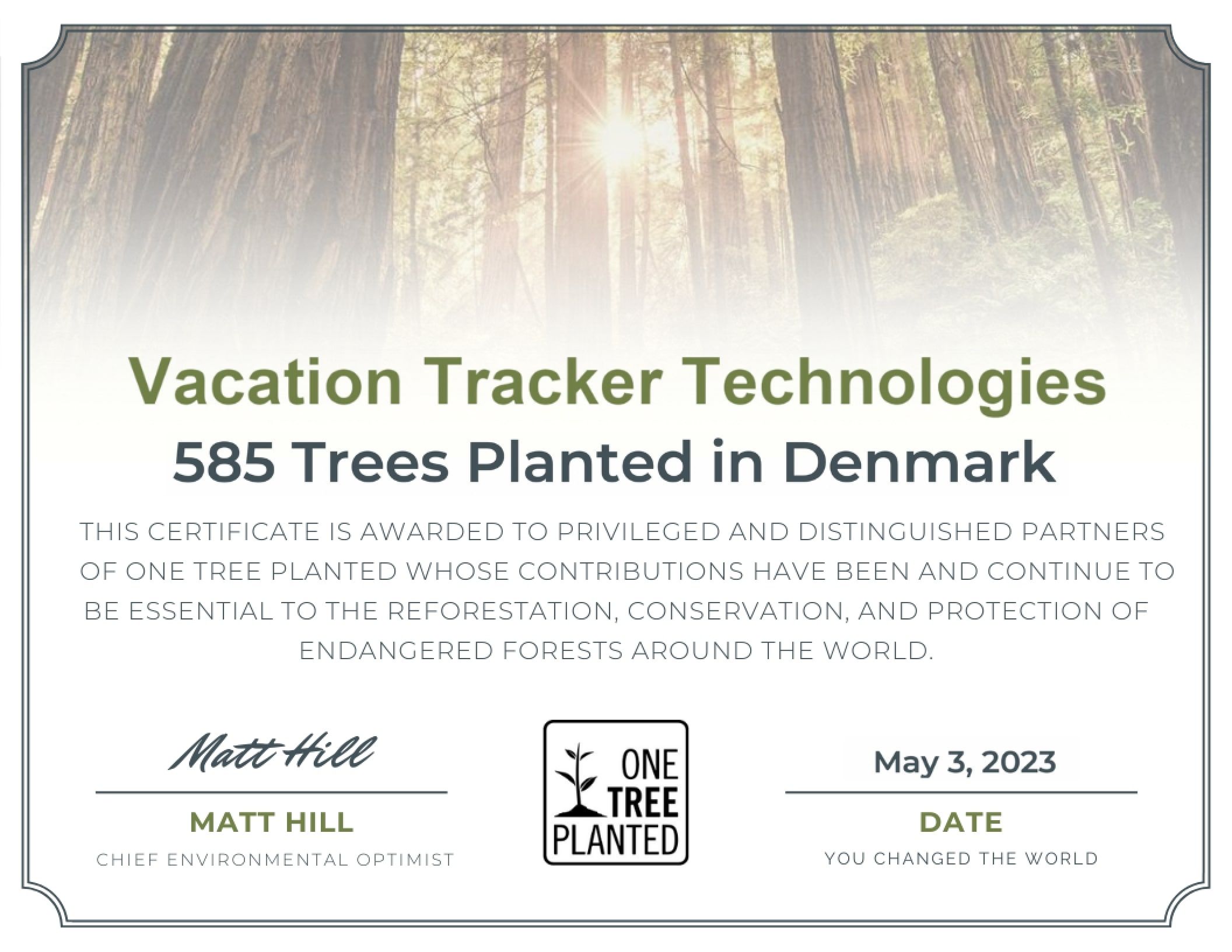 April 2023 Green Initiative: 585 Trees Planted!