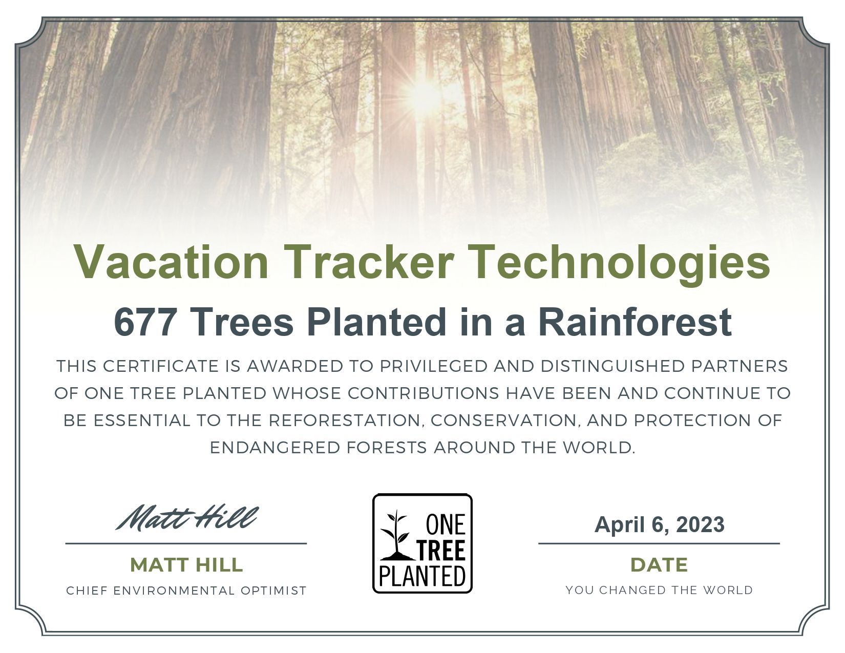 March 2023 Green Initiative: 677 Trees Planted!