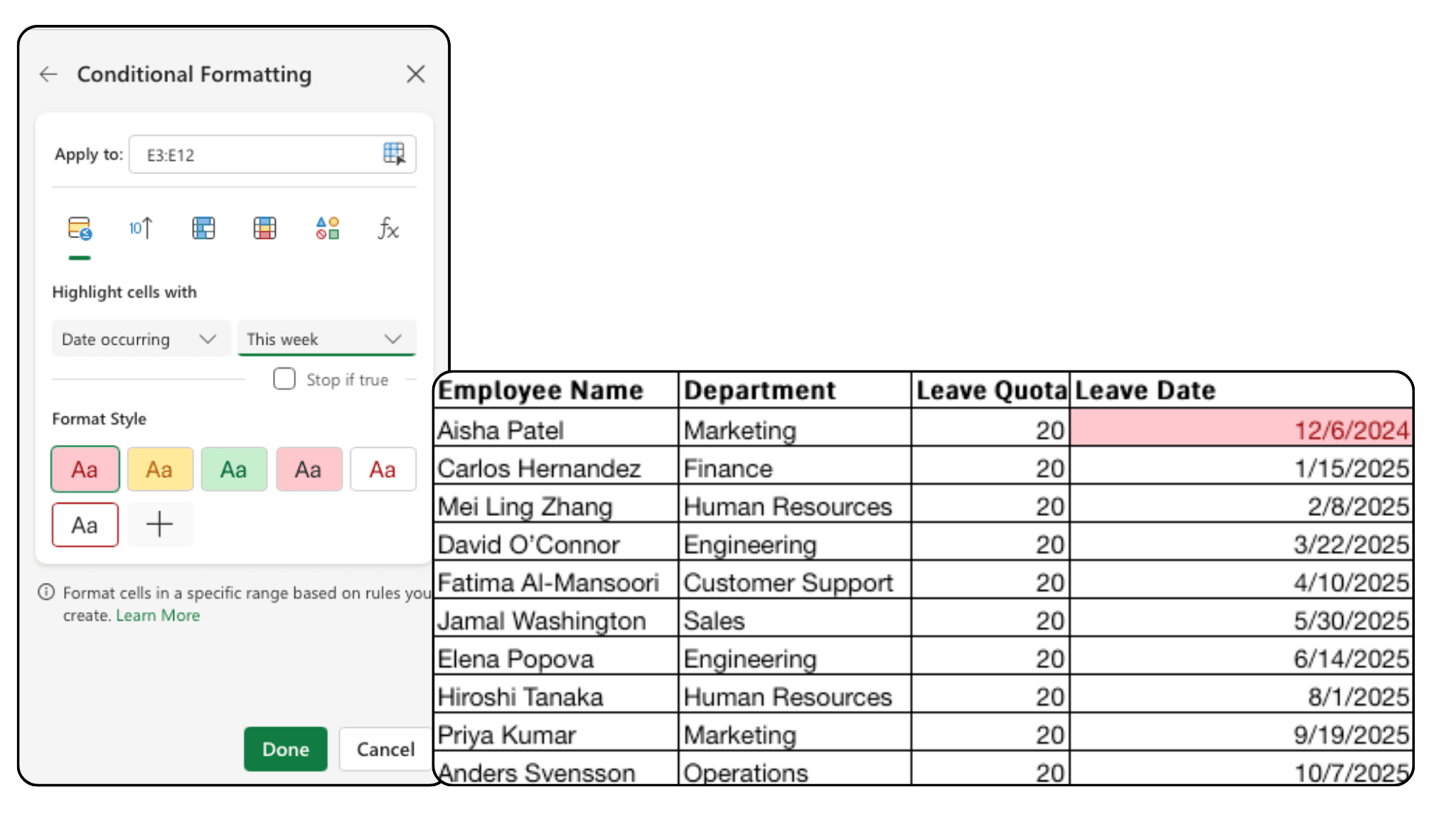 Conditional formatting