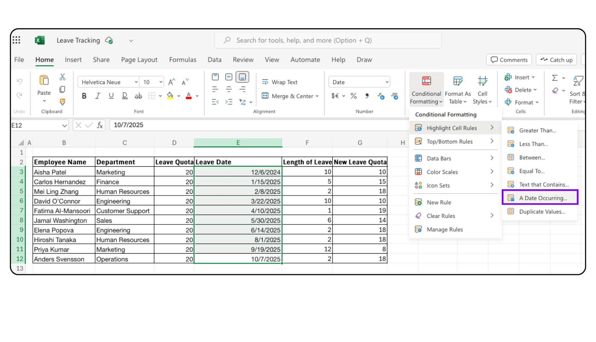 Conditional formatting