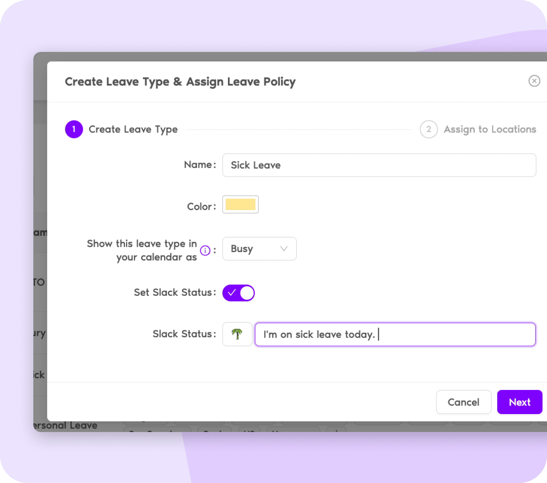 Create custom leave types