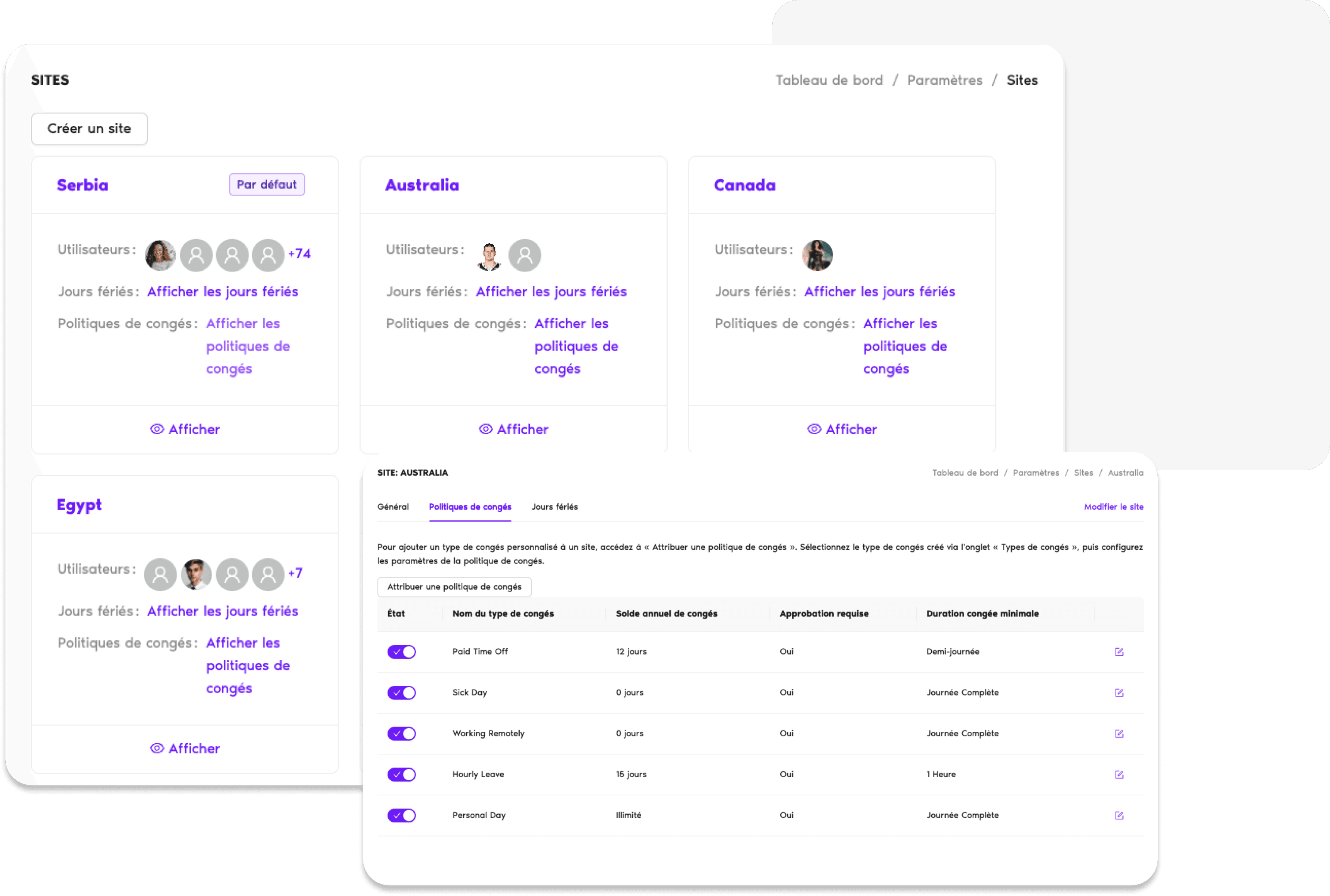 Personnaliser pour s'adapter à vos politiques de congés