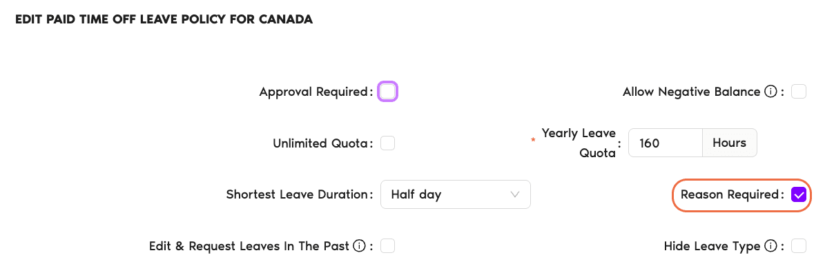 Leave policy editor with the 