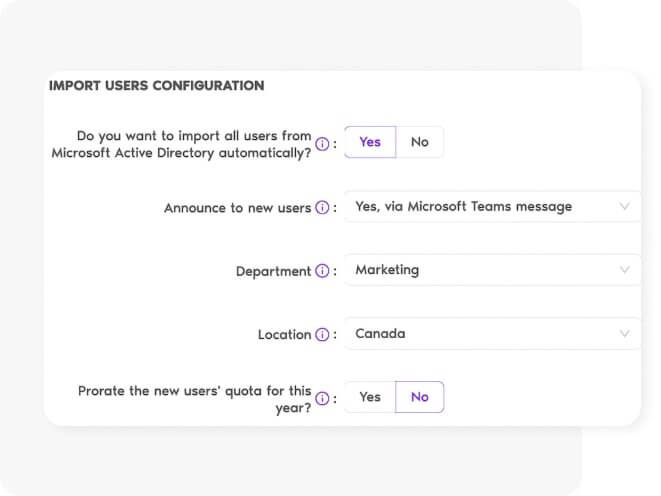 Effortlessly import new users into Vacation Tracker