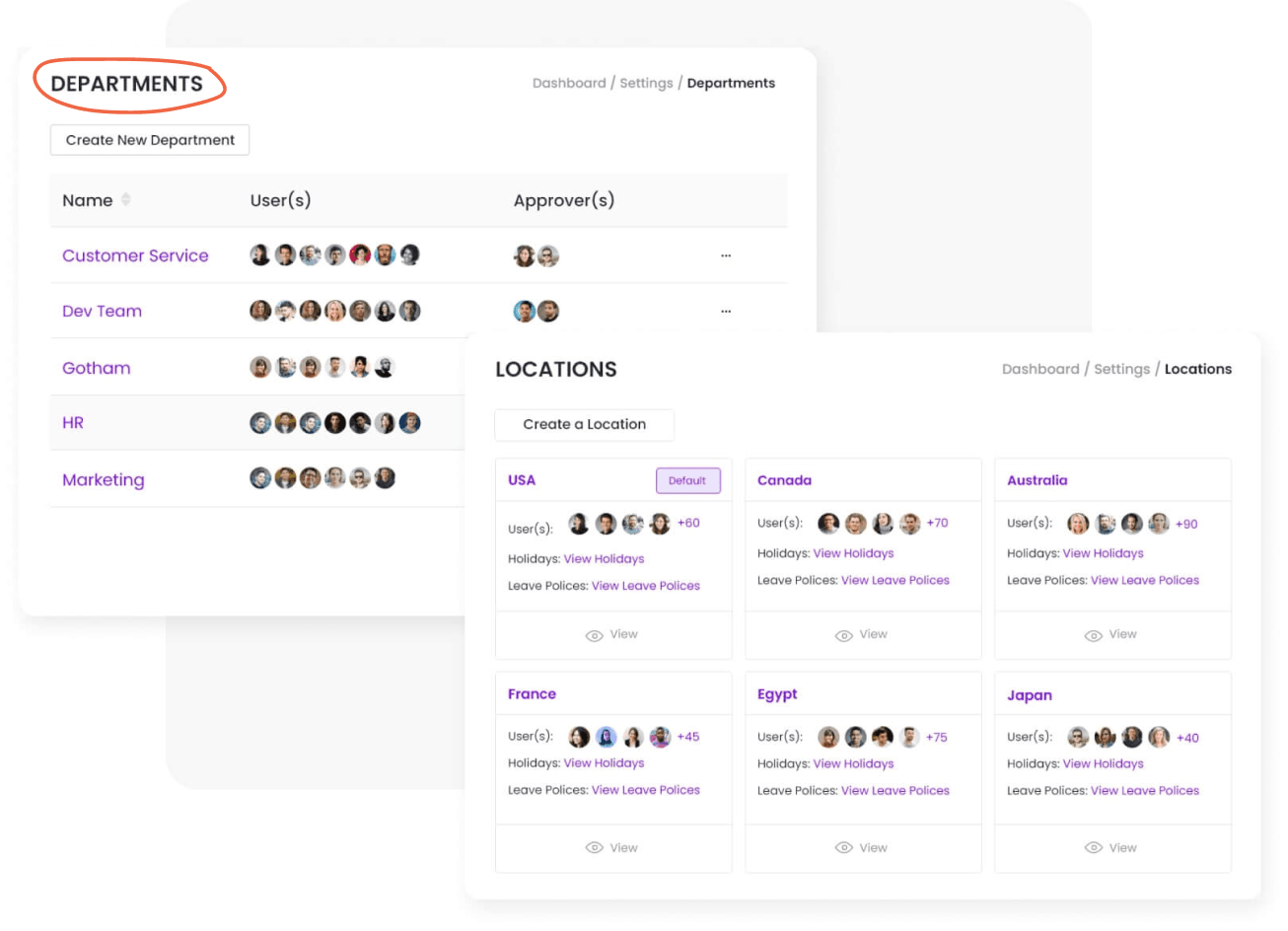 Organize by location and department