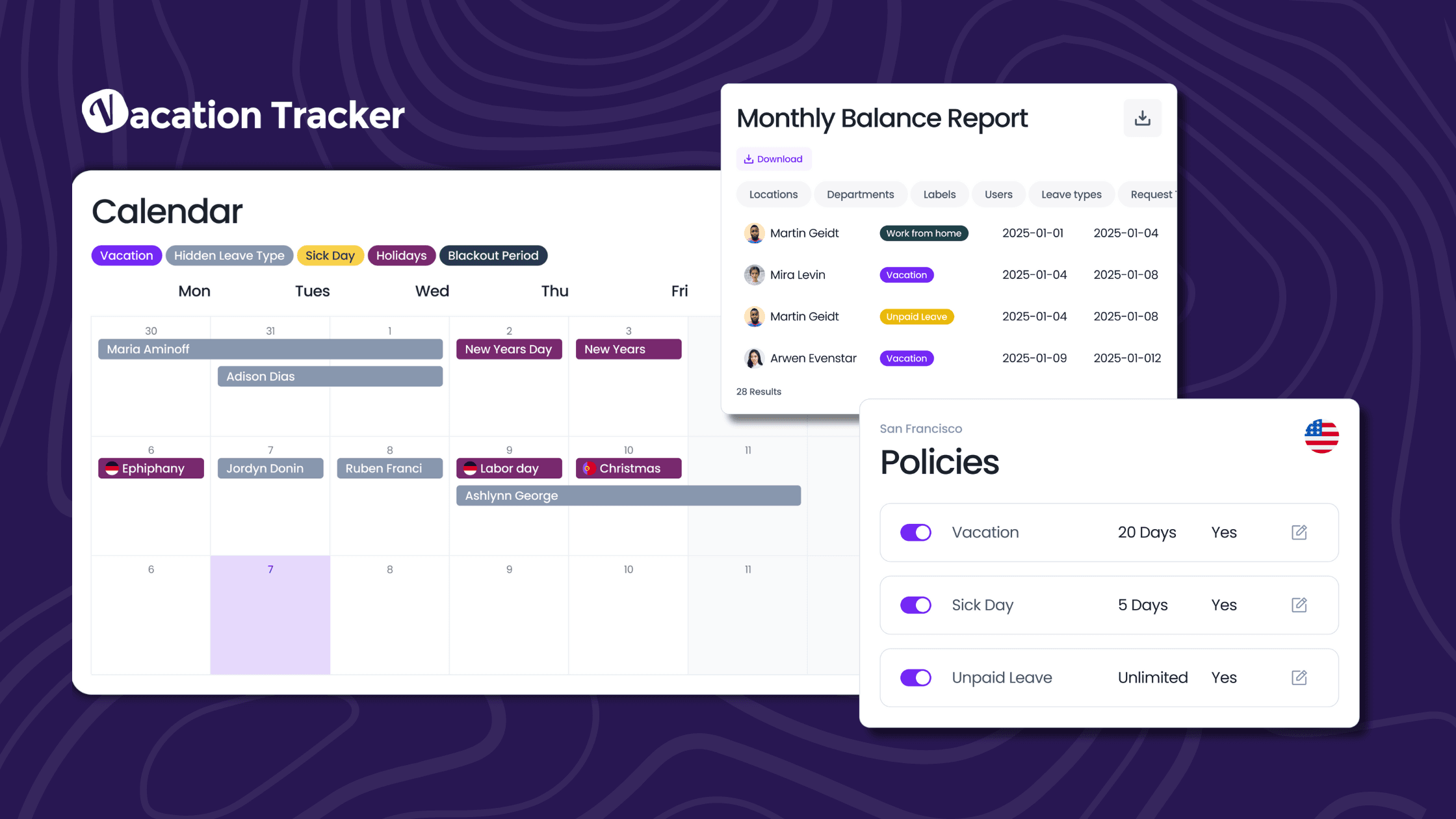 manage unpaid time off in vacation tracker