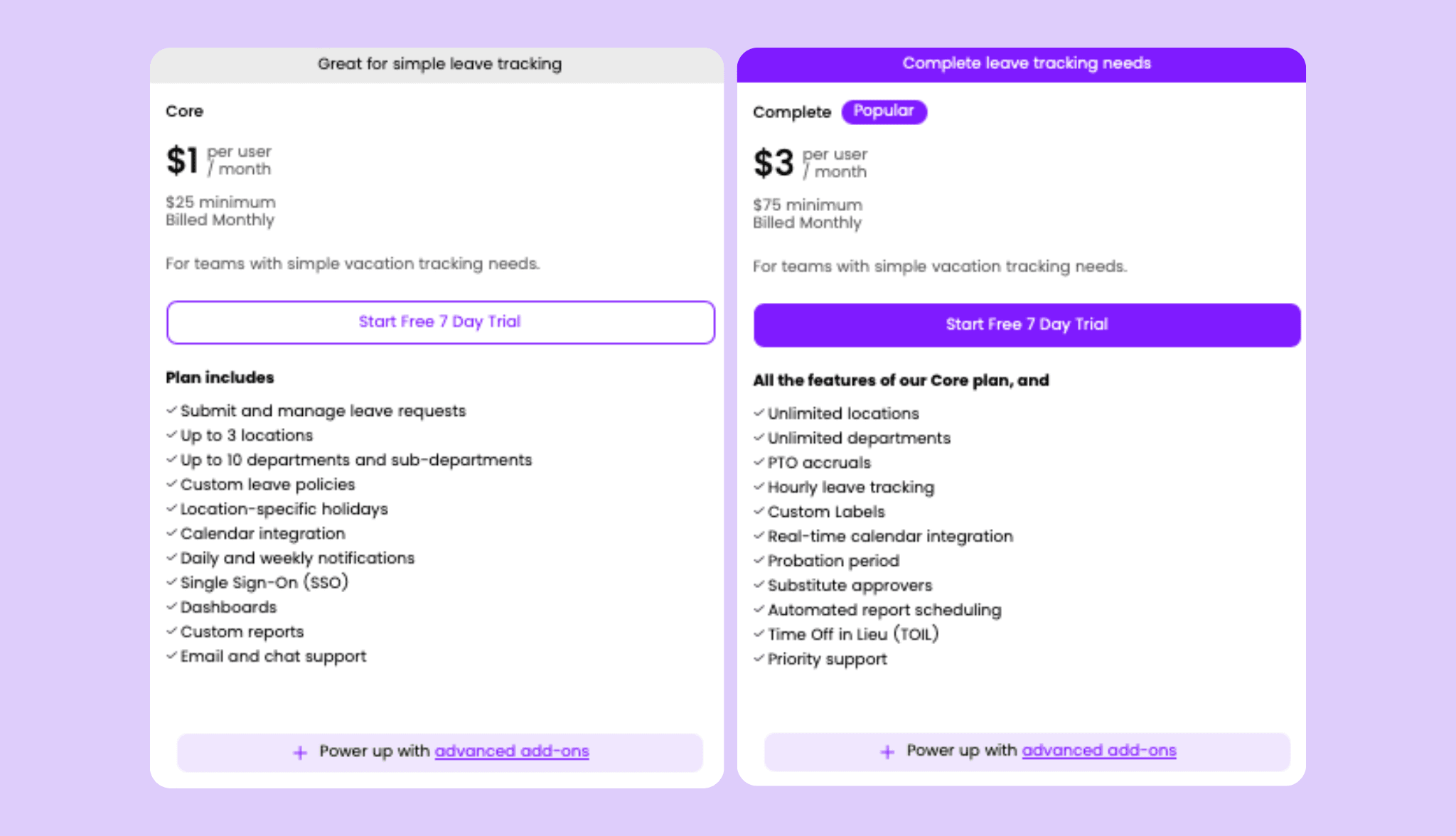 Vacation Tracker Pricing