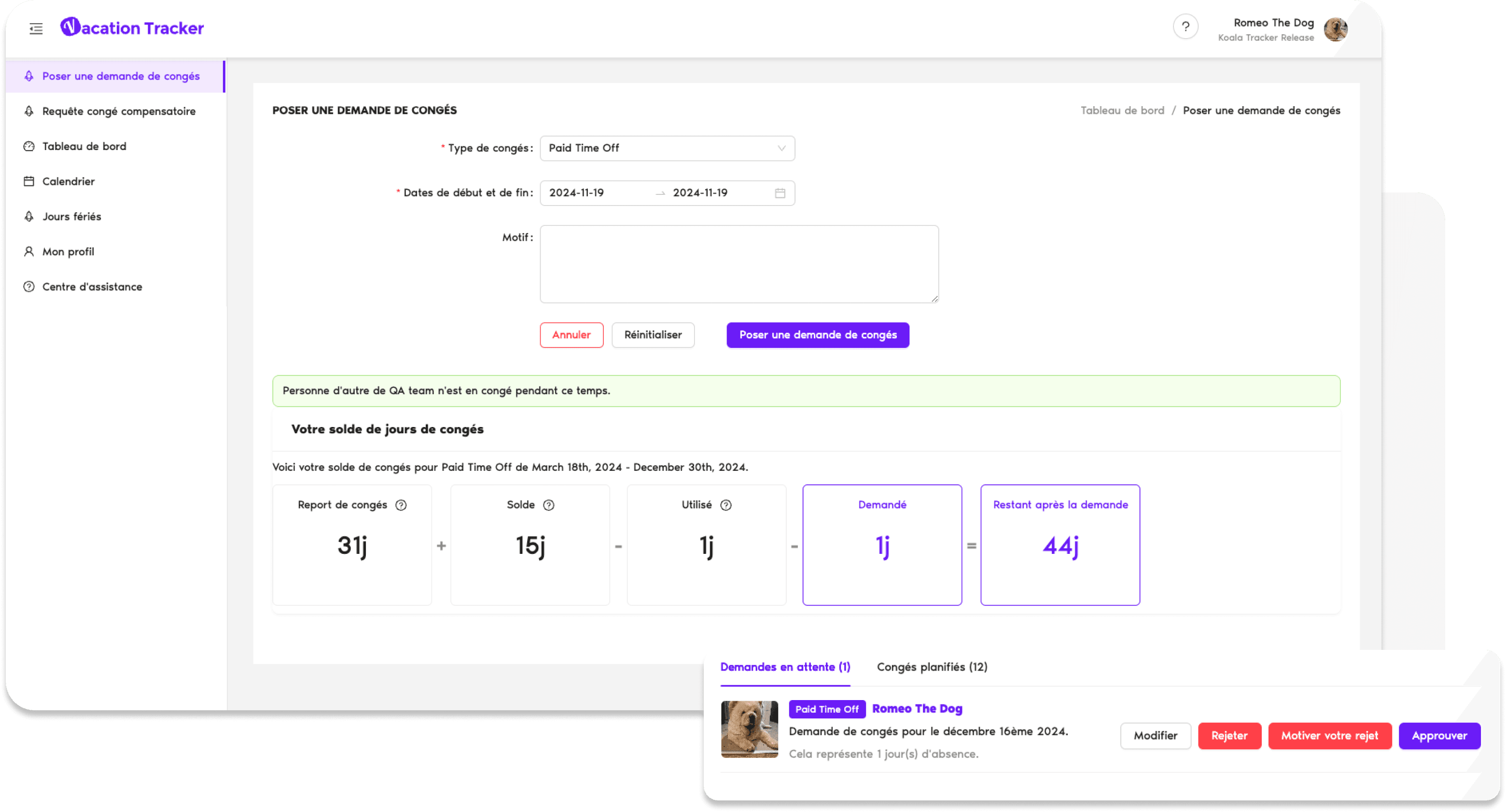 Processus simple de demande et d'approbation