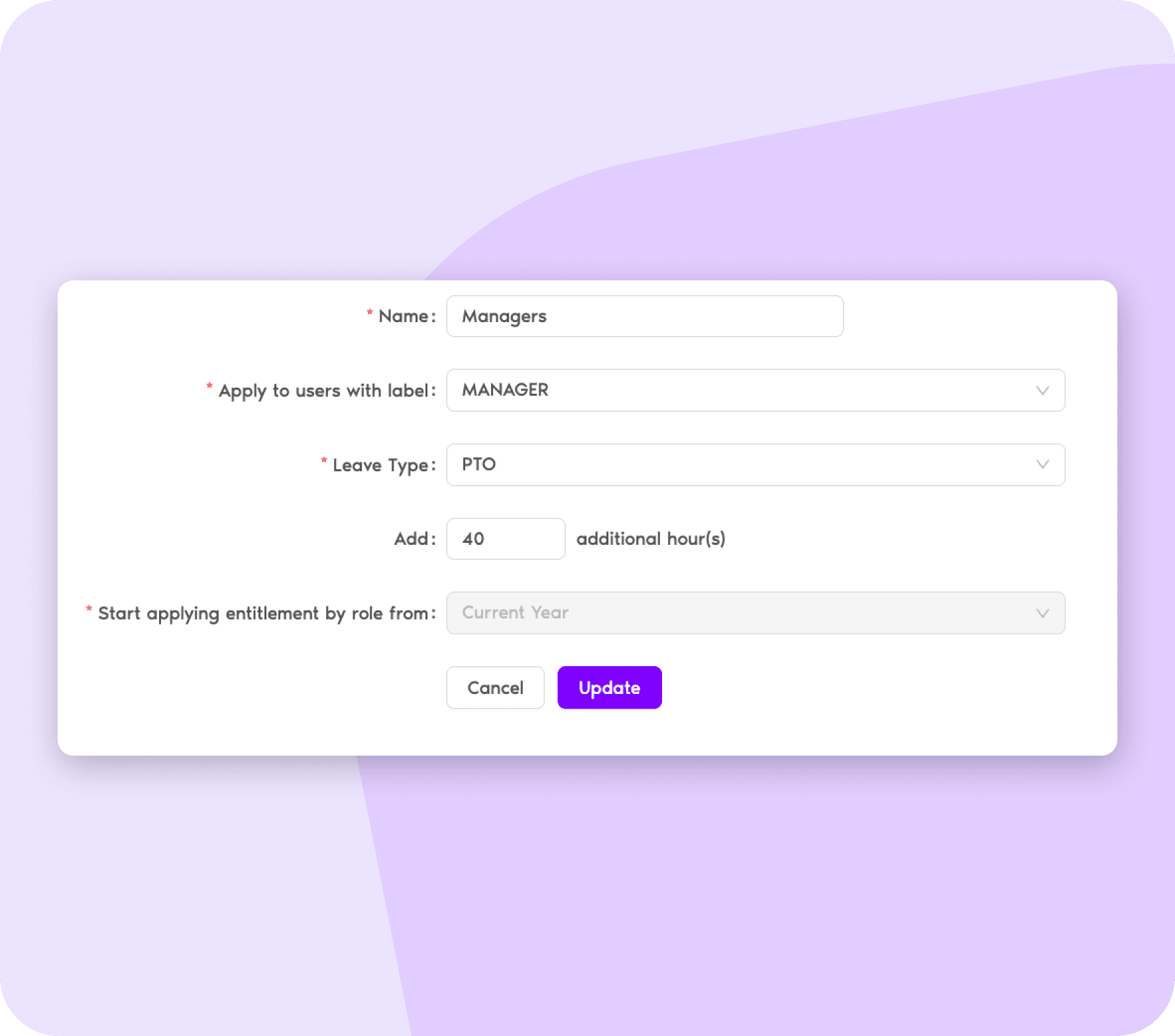 Set accruals based on roles