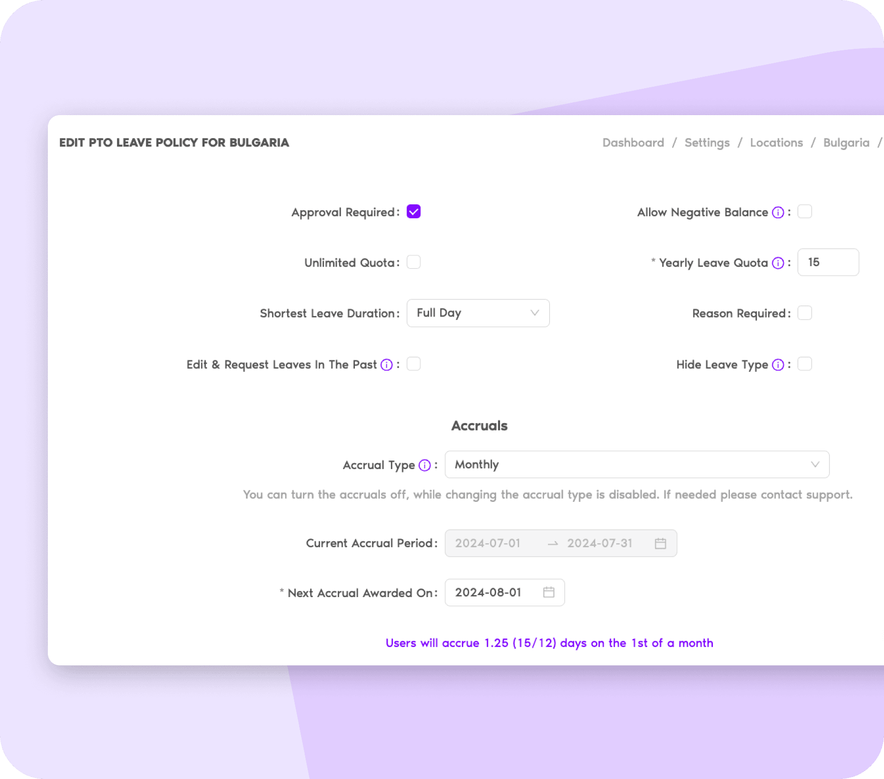 Set location-specific leave policies