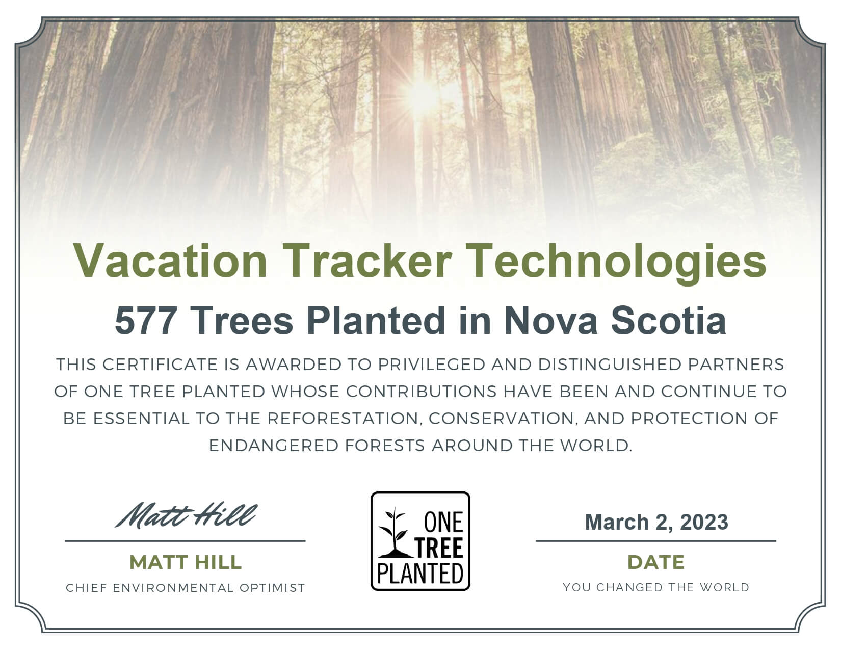 February 2023 Green Initiative: 577 Trees Planted!