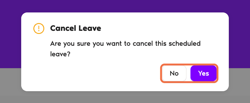 Cancel Leave confirmation box with No and Yes