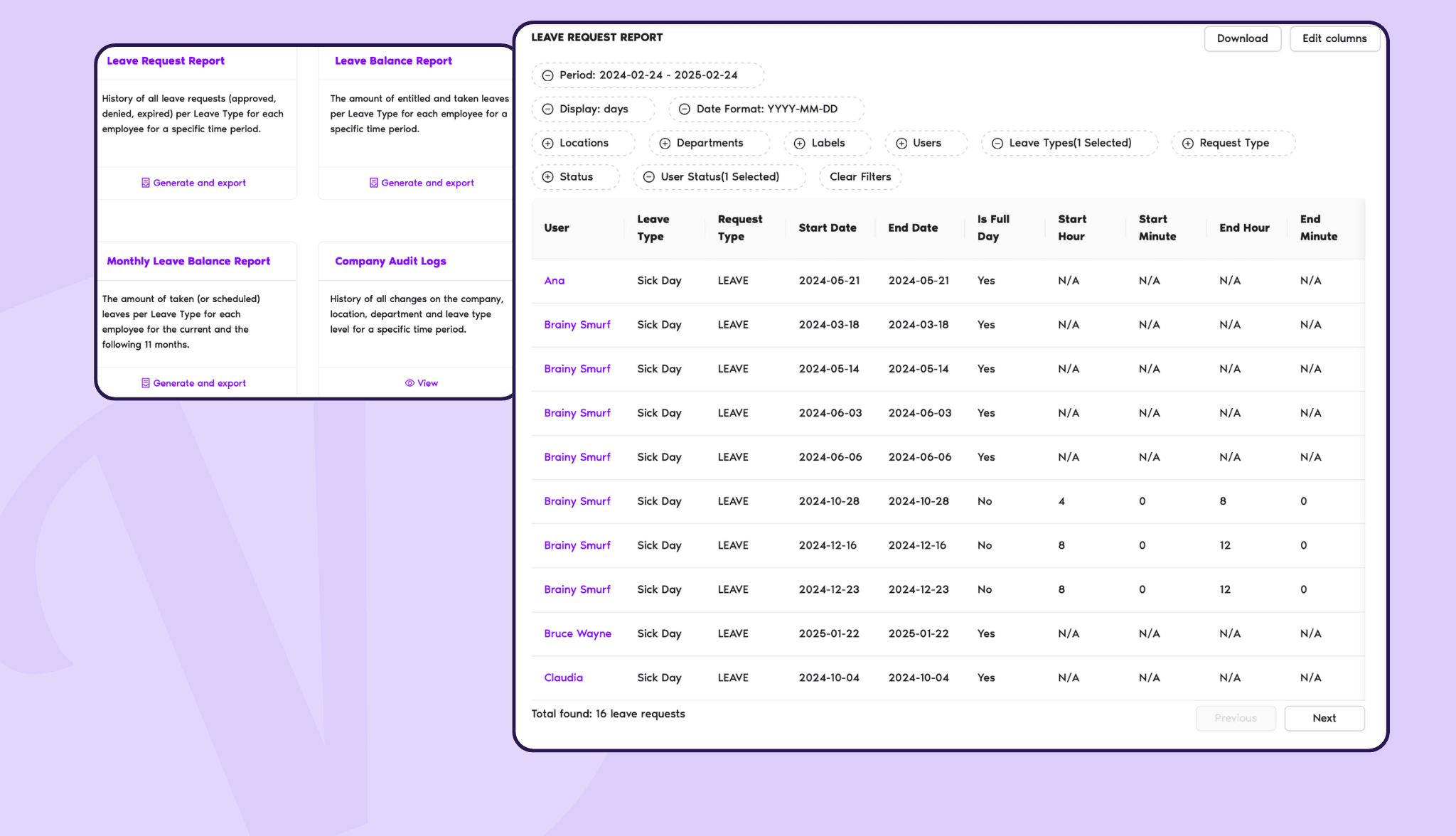 Vacation Tracker Sick Leave Report